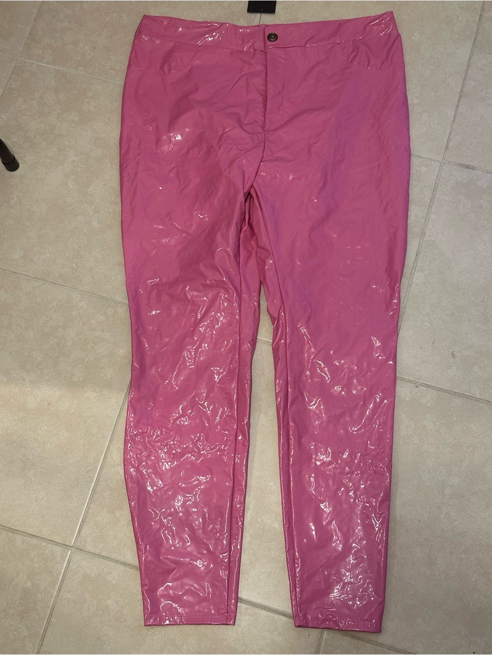 Fashion Nova Late Night Texts Pink Vinyl Pants Plus Size 1X NWT